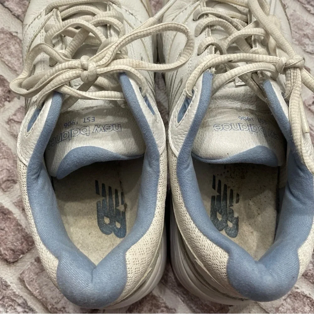 New Balance 928v3 Size 7.5 White Leather Blue ‎ Comfort Walking Shoes MW928WB3